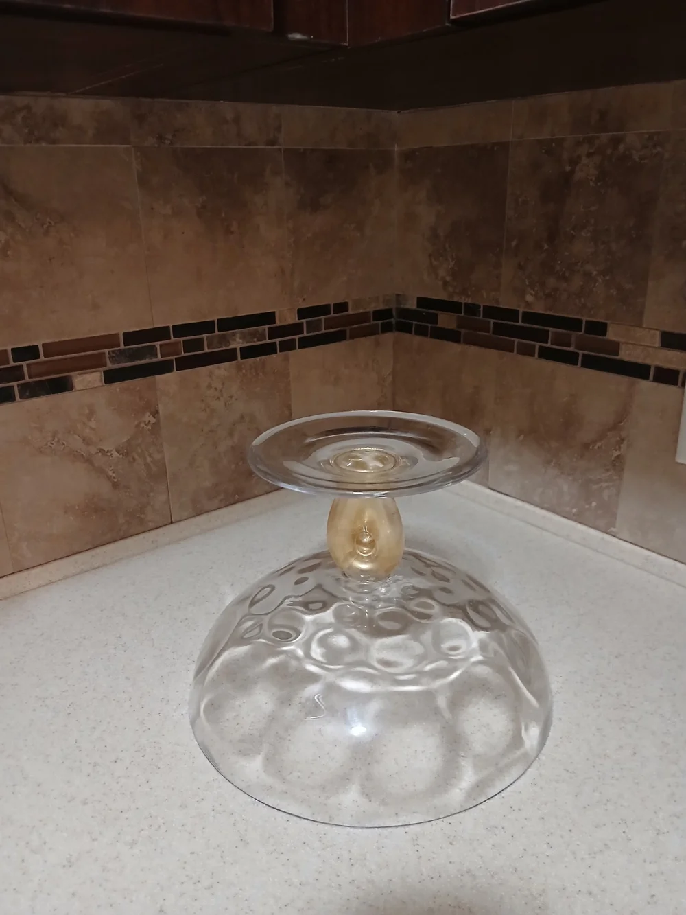 Studio-Crafted Art Glass Bowl With Gold-Infused.